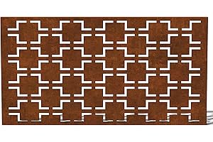 Veradek Corten Steel Outdoor Privacy Screen Series - Quadra Privacy Screen Panel (85% Privacy) | Made from Durable Weather-Re