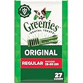 Greenies Veterinarian-Recommended Adult Natural Dental Dog Treats Regular Size, Dog Dental Chews, Original Flavor, 27 oz. Pack, 27 Count
