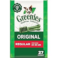 GREENIES Dog Treats Original REGULAR Natural Dental Care, (27 Treats) 27oz. Pack
