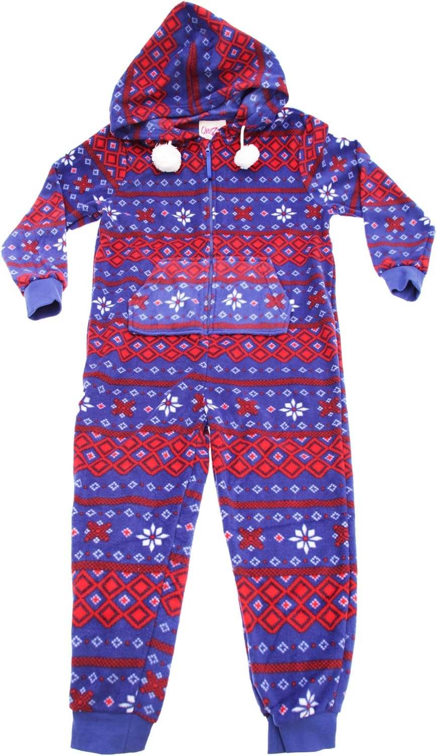 Pigiama Intero con Cappuccio con Ponpon Bambina (1112 anni) (Blu