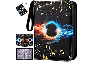 Jravkfi Card Binder,400 Pockets Card Holder Album with 50 Removable Sleeves for Standard Size Cards 5 Pocket TCG Trading Card Binder Display Storage Carrying Case-Black