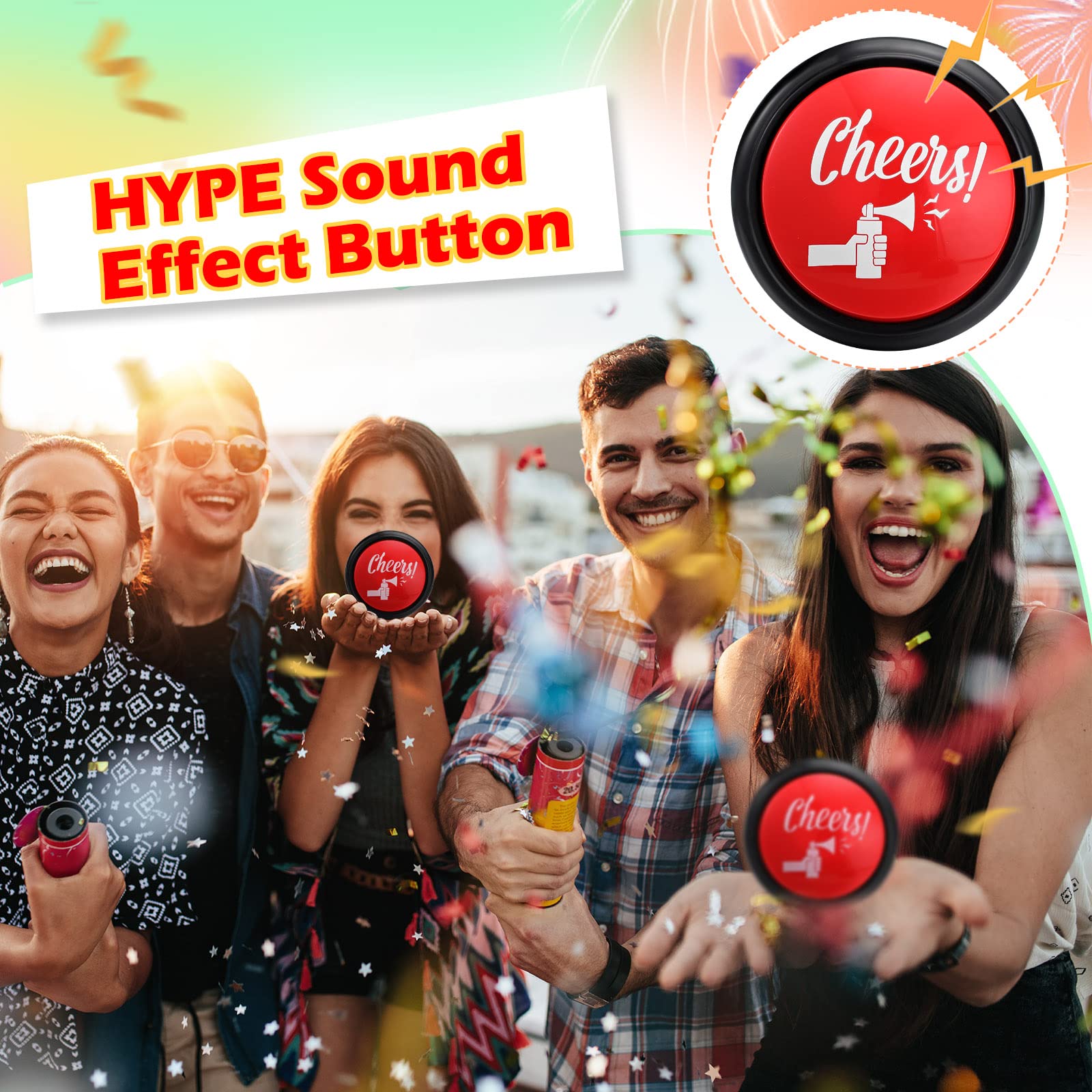 HyDren Air Horn Funny Sound Effect Button Party Game Noise Button Buzzer Talking Buttons Noise Maker Sound Maker, 3.94 Inches Diameter(Vivid)