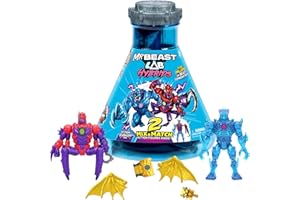 MRBEAST LAB Hybrids Multi Pack, Reveal Different Hybrid Parts to Create 2 Mix & Match Action Figures, Plus Parts of The Golden Panther Dragon, Fuse Beast Combinations, Spider vs Energy Panther