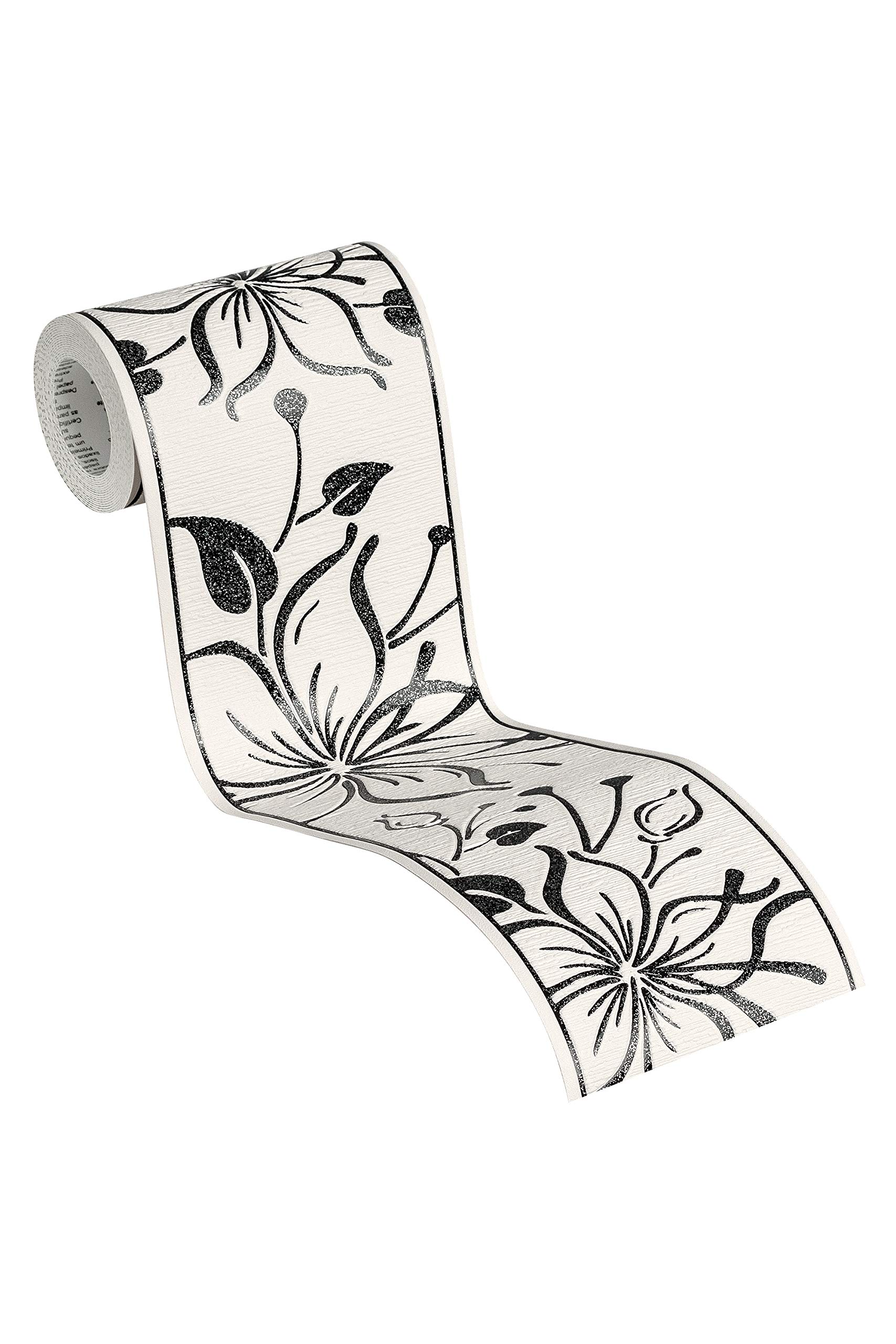 A.S. Création Only Borders 10 346629 Border Self-Adhesive 5 m x 0.13 m Metallic Black/White