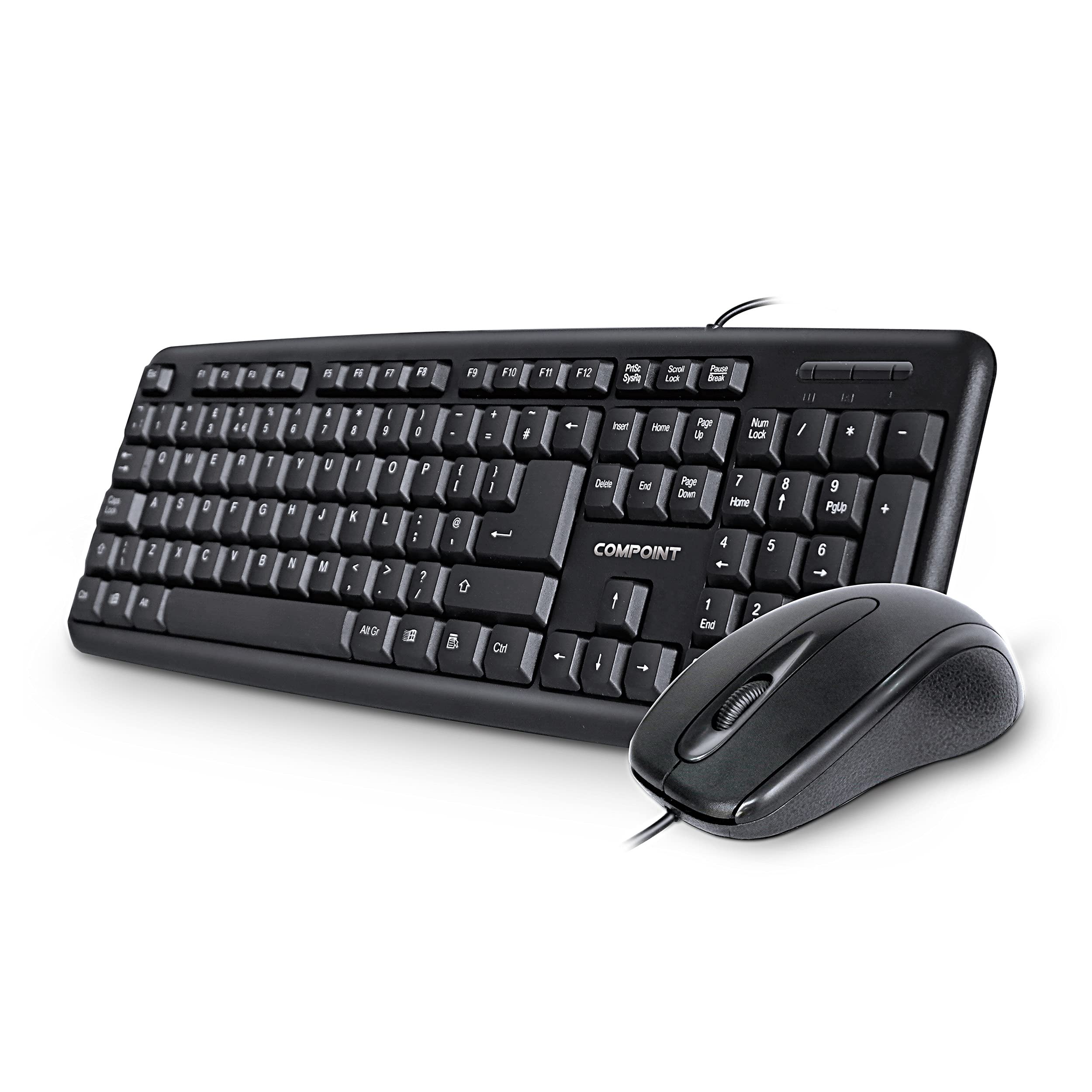 LMS Data Wired USB Full-size Multimedia Keyboard With Riser and Optical Mouse Desktop Combo Set For Windows, Pc / laptop, Qwerty UK Layout