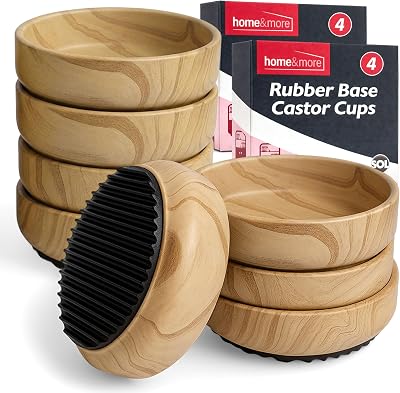 SOL 8 Pack Rubber Base Castor Cups Furniture Floor Protectors