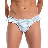 Satini Men's Satin Ruffle Low Rise Sissy Thong Tanga Knickers Briefs Panties