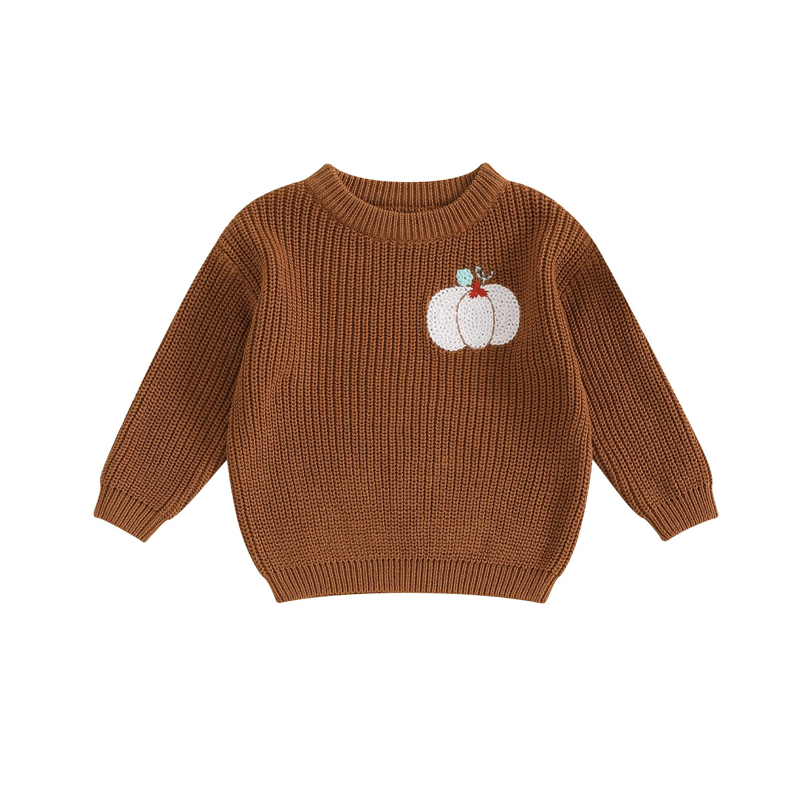 niceclould Toddler Baby Halloween Knitted Sweater Pumpkin/Ghost Embroidery Warm Long Sleeve Pullover Infant Sweater Shirts