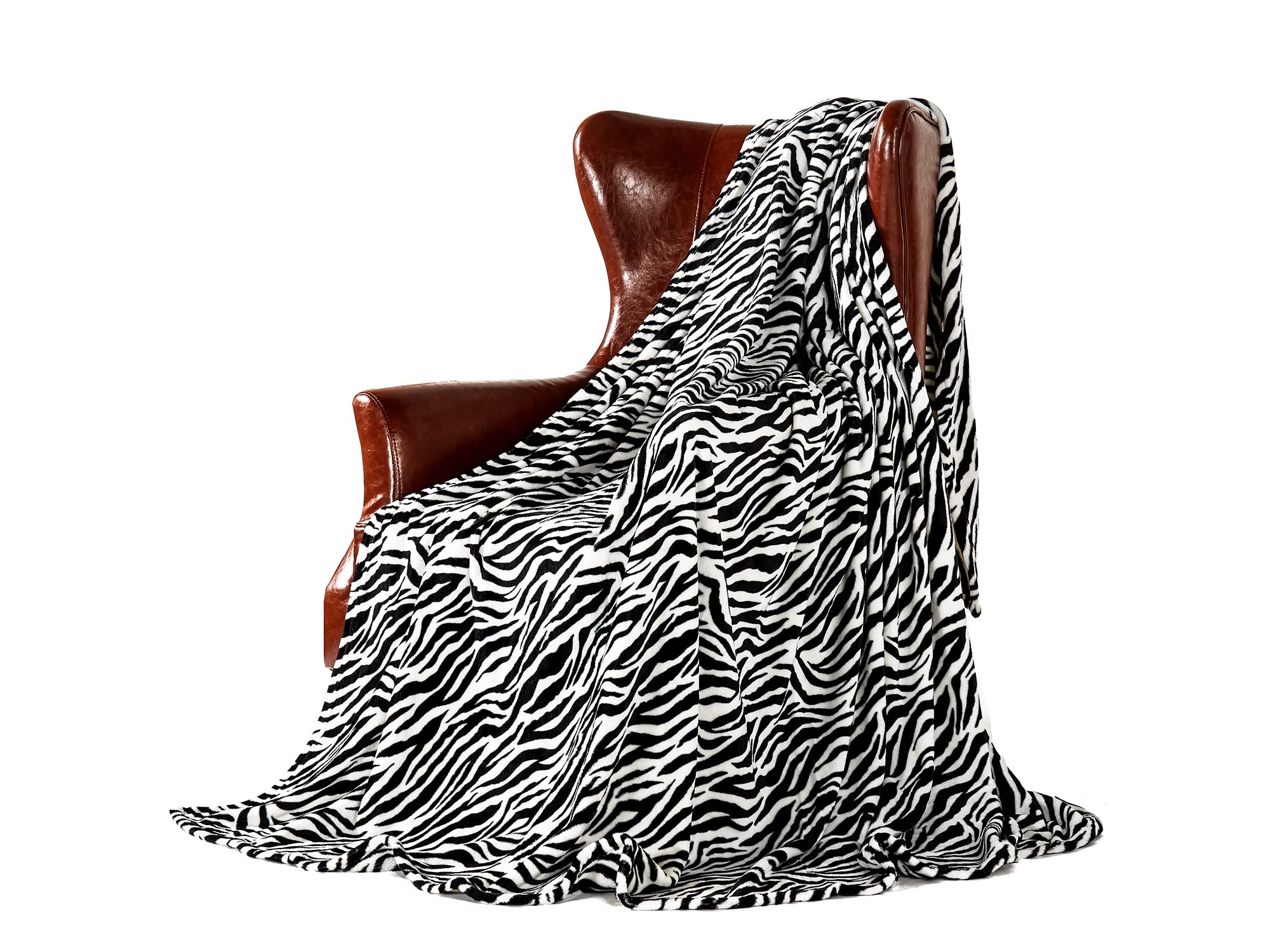 DREAMLANDING Fleece Throws For Sofa Bed Chair Soft Colorful Oversized, Decorative Ultra-Plush Throw Blanket (230x260cm, Zebra)