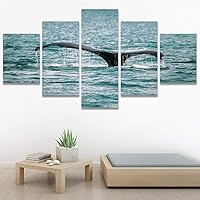 SIGNWIN 5 Panel Canvas Wall Art Colorful Fish Group Marine Life Multicolor Nautical Photography Realism Ultra for Home Decorations Ready to Hang - 60