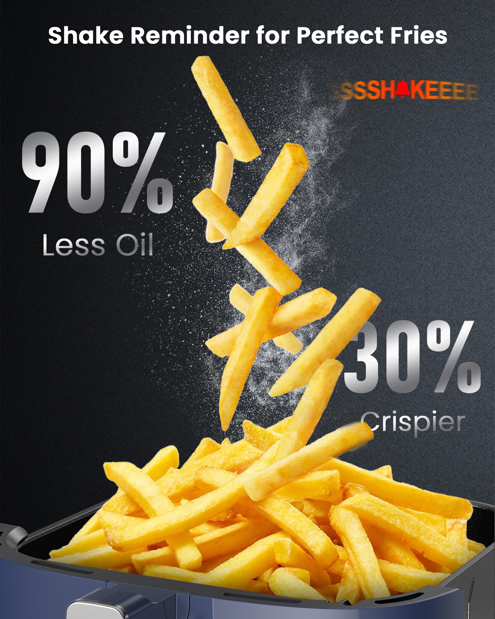 Freidora de aire Nuwave Brio Plus de 8 cuartos, nueva y mejorada, SIN PFAS, 7 funciones digitales de cocción con un solo toque que FREÍR AL AIRE, HORNEAR, ASAR, DESHIDRATAR, TOSTAR, RECALENTAR, PRECALENTAR, 150 ajustes preestablecidos, 50 °F ~ 400 °F (azul profundo)