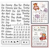 GLOBLELAND Calendar Clear Stamps Weather Signs Silicone Stamps Week Month Transparent Seal Stamps for Card Making Scrapbooking Decoration 8.3x5.8 inch