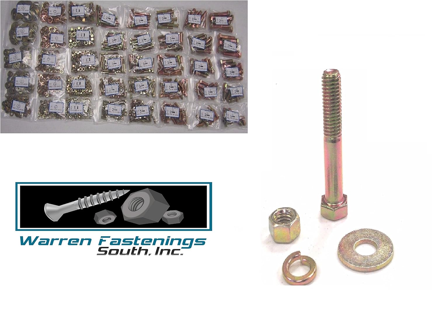 Assortment Kit Grade 8 Bolt Nut & Flat And Lock Washer 1600 Pc Coarse