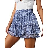 NILOINE Shorts for Women Flowy Casual Chiffon Skorts Boho Ruffle Mini Skirts Running Tennis 2025 Trendy Shorts