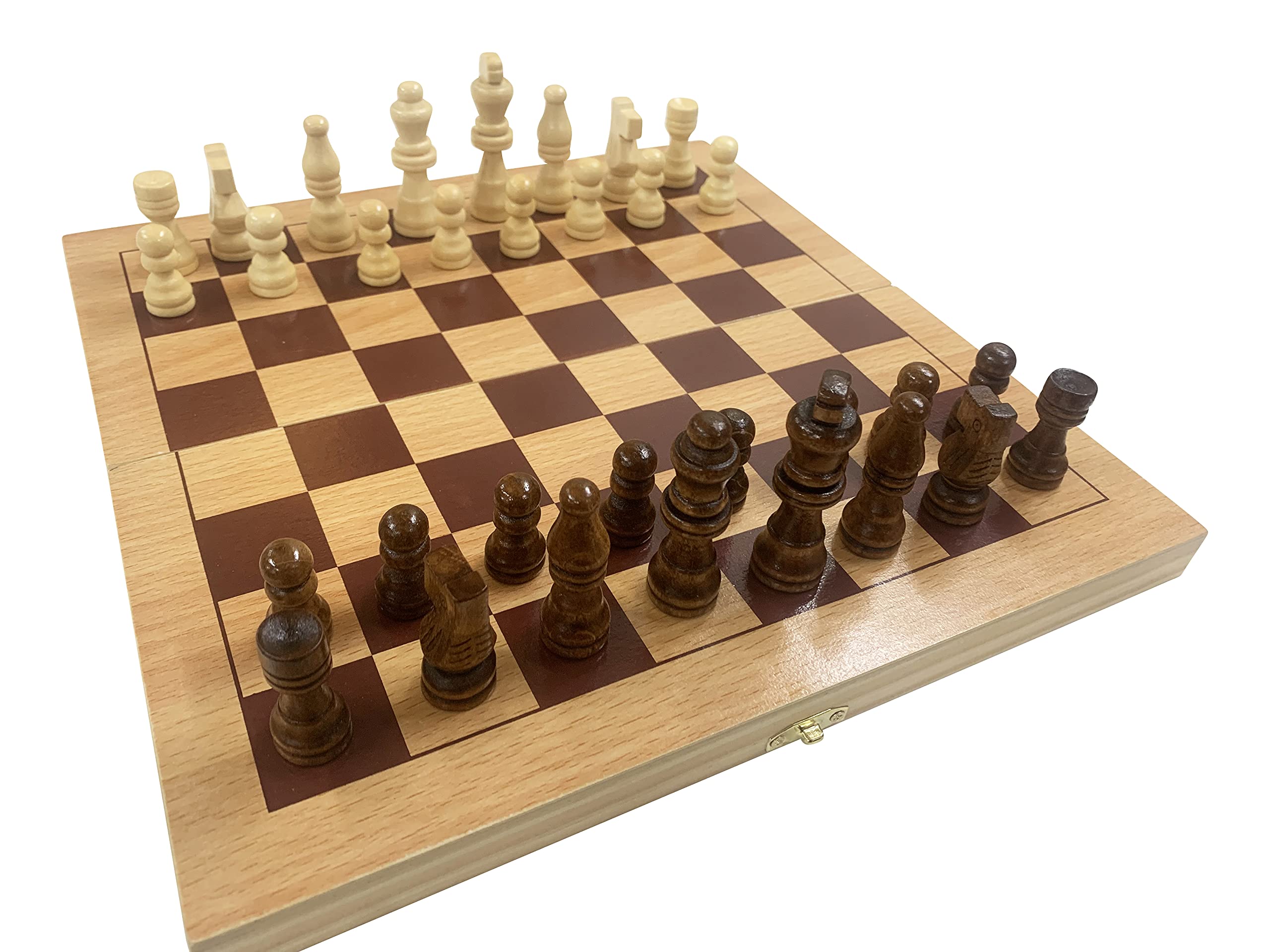 CLASSIC WOODEN FOLDING CHESS BOARD AND PIECES