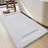 LUMI Large Ultra Soft Bathroom Rugs Non Slip with Rubber Backing, Absorbent Washable Bath Mat Quick Dry, Upgraded Premium Microfiber Plush Carpet for Bathtub and Shower Floor, White, 24x43
