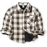 OCHENTA Boys Lined Flannel Shirt Plaid Shacket Long Sleeve Warm Top Jacket