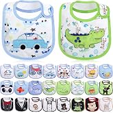HooLing 24 Pcs Waterproof Baby Bibs for Girls Boys Feeding
