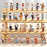 Blosssound 30 Pcs Wooden Community Helpers Toys Multicultural Career Wooden People Figures Small Diversity Professionals Wood Blocks for Preschool Classroom Play Games Educational Activity Supplies
