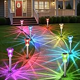 Eyrosa Solar Outdoor Lights, 10 Pack Solar Pathway Lights Outdoor Waterproof, Stainless Steel Stake Lighting for Garden Yard Path Walkway Driveway Patio Lawn Outside Decor,Color Changing