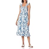 The Drop Womens Kimi Ruffled Shoulder Smocked Midi Dress