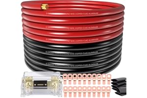 0 Gauge AMP Wire 40FT Battery Cable Calibre 1/0 Awg for Inverter,Winch,Reducer,Starter,Solar Power,DC Wiring,W/ 250A Fuse Hol