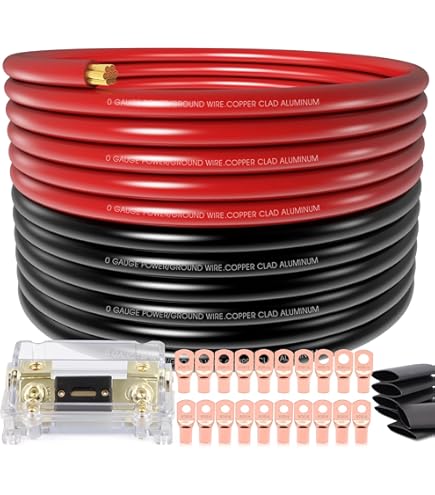 GEARit 1/0 Gauge Wire Oxygen Free Copper OFC (25ft Each- Black/Red