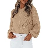 PRETTYGARDEN Womens Sweaters 2026 Fall Fashion Long Sleeve Crewneck Floral Knit Pullover Sweater Tops Winter Clothes