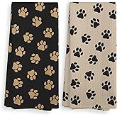 NOQL Black and Brown Dog Paws Kitchen Towels and Dishcloths Set of 2, Dog Paw Print Towels, Dog Dish Towels, Cute Dog Brown Hand Towels for Bathroom, Dog Paws Gifts for Dog Lovers Women,16×24Inch