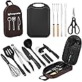 Wesqunie Camping Essentials Cookware Cooking Utensils Set - Camping Kitchen Utensils, Portable Outdoor Accessories, Stainless Steel & Silicone, Camping Gear Equipment for RV Picnic Grill