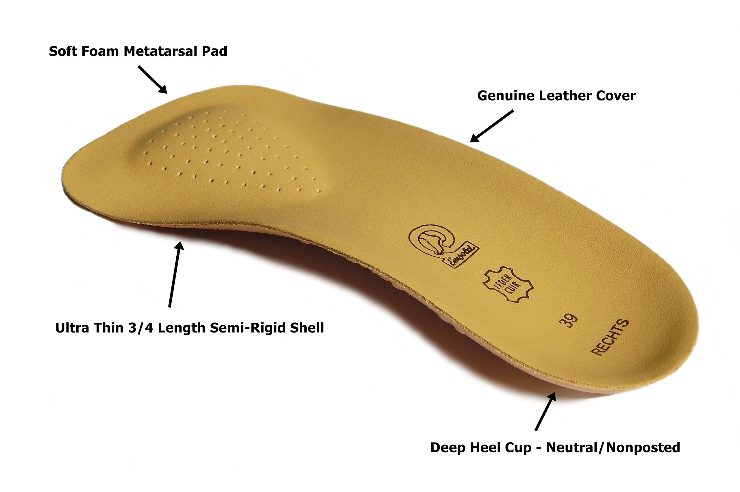 Emsold Ultra Thin Orthotic with Metatarsal Pad and Deep Heel Cup Semi