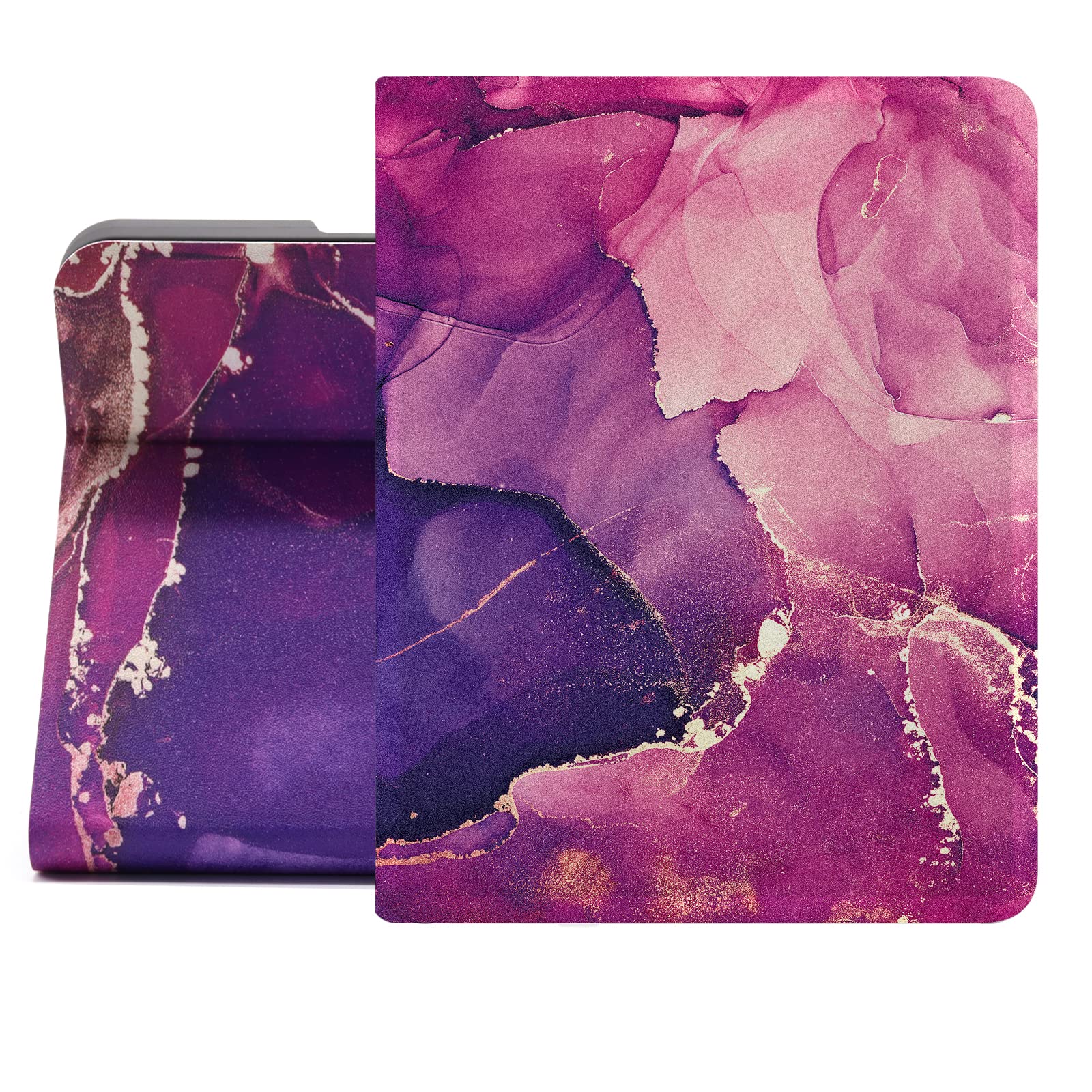 Berkin Arts iPad Mini 4/5 Case (7.9 Inch) Folio Case Premium Leather Cover Synchromism Mauve Cinnabar Cyan Paper Marbling — image 1
