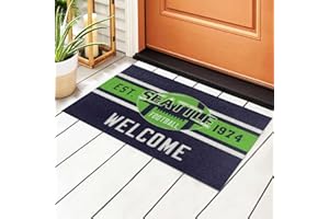 YUTIDO Seattle Football Welcome Doormat, Non-Slip Rubber Backing Indoor Outdoor Rug, Decorative Floor Mat for Entrance, Kitchen, Patio, 18x30 Inch