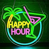 Cocktail Happy Hour Neon Sign for Wall Decor Dimmable Cocktail Neon Light for Man Cave USB Powered Bar Sign for Home Bar Beer Shop Hotel Party Club Office Birthday Gifts Size13.7 * 12.5In(WZCP129)