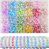 1000Pcs Acrylic Star Beads Hart Beads for Bracelet Jewelry Making, ABS Cute Acrylic Pastel Bead Colorful Assorted Aesthetic Rianbow Kawaii Bead Bulk for Bracelet DIY Craft Earring Phone Charm