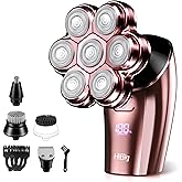 Electric Razors for Women Legs : 5-in-1 Rechargeable Body Shaver, 7D Wet & Dry Bikini Trimmer, IPX7 Waterproof Lady Hair Remover for Face Underarms Pubic, Rose Pink