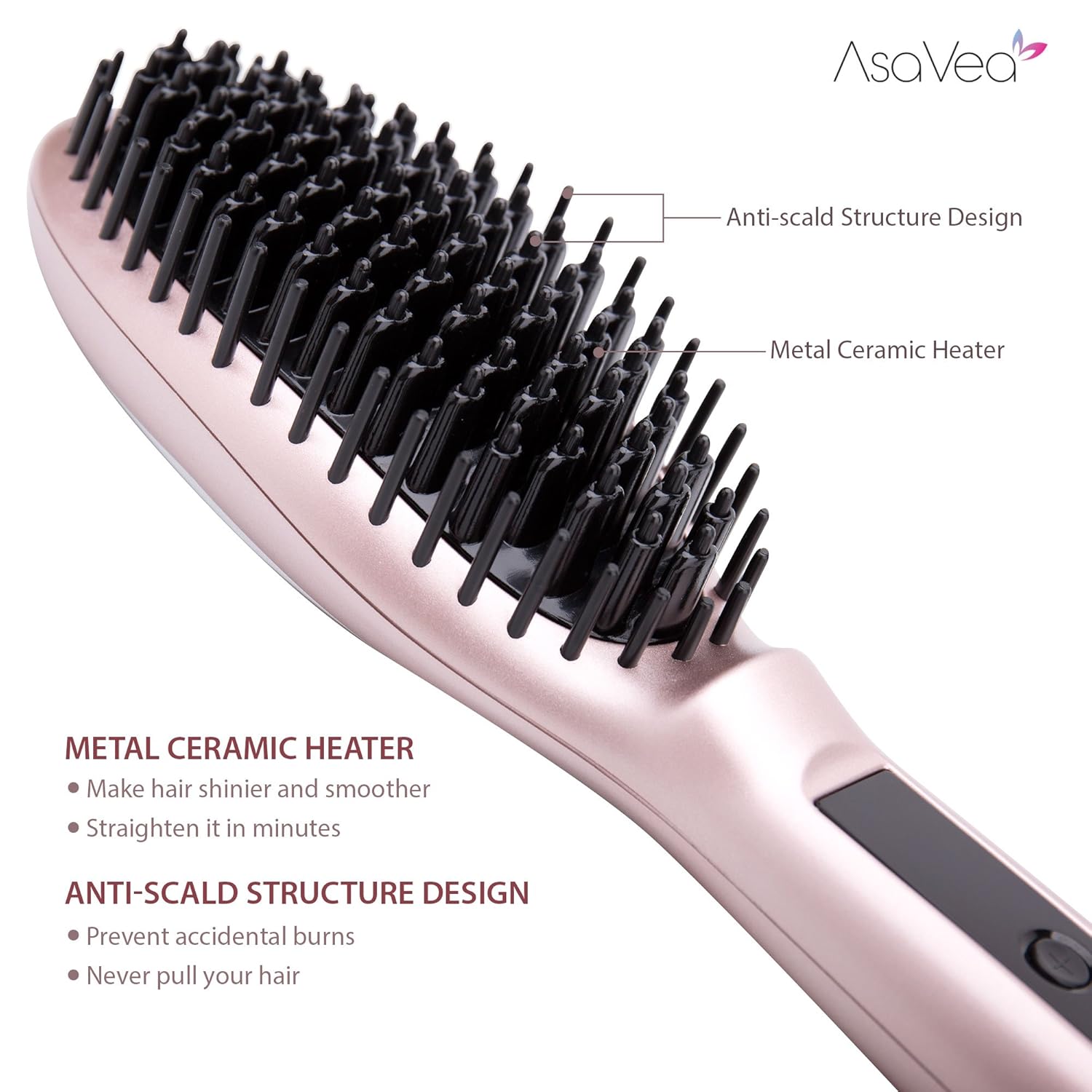 Amazoncom AsaVea Hair Straightener Brush 30 MCH Heating