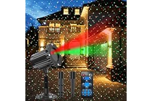 BOOPNEW Christmas Projector Lights Outdoor, Waterproof Christmas Laser Lights Outdoor with Remote, Landscape Spotlight Red and Green Star Show, Laser Projection for Garden House Decor Holiday Xmas Decoration