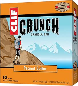 CLIF CRUNCH - Granola Bar - Peanut Butter - 1.48 Ounce, 5 Two-Bar Pouches