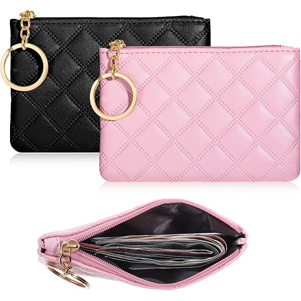 Ymapinc Small Coin Purse for Women Pink Zipper Coin Purse Rhombus