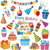 Fabbay 25 Pcs Happy Birthday Cruise Ship Door Magnets Decorations | Reflective Colorful Birthday Magnets, Reusable for Car Fridge Cruise Door Metal Surface, Banner Cake Balloon Gift Party Decor