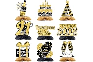 LITAUS, Black Gold 21st Birthday Decorations Honeycomb Centerpieces for Table - Pack of 9 | 21st Birthday Table Decorations for Him Her | Happy 21st Birthday Decorations for Her Him