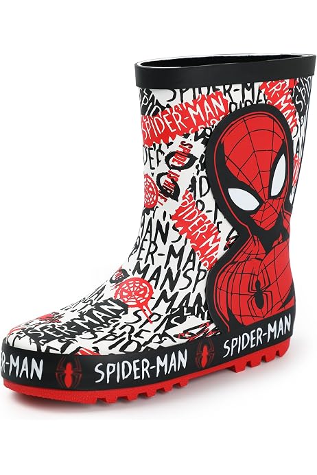 Kids Rain Boots With Pull Handles - Waterproof Minnie Mouse, Frozen, Batman, Paw Patrol Designs (Toddler 9-10) - View #8