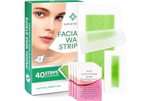 ShineMore Facial Wax Strips, Wax Strips for Hair Removal: Gentle and Fast Working for Face, Eyebrow, Upper Lip, and Chin - Hypoallergenic for All Skin Types(40 Waxing Strips + 4 Calming Oil Wipes)