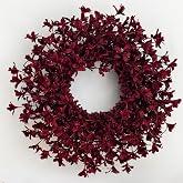 24 Inch Burgundy Fall Wreaths for Front Door, Artificial Forsythia Wreath | Large Autumn Wreath for Thanksgiving and Harvest, Fall Decorations for Home, Porch, Mantel, Wall and Entryway