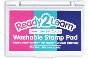 Ready 2 Learn Washable 3-in-1 Stamp Pad | Electric | Pink, Purple and Turquoise | Non-Toxic | Fade Resistant | Decorate Scrapbooks, Posters and Cards