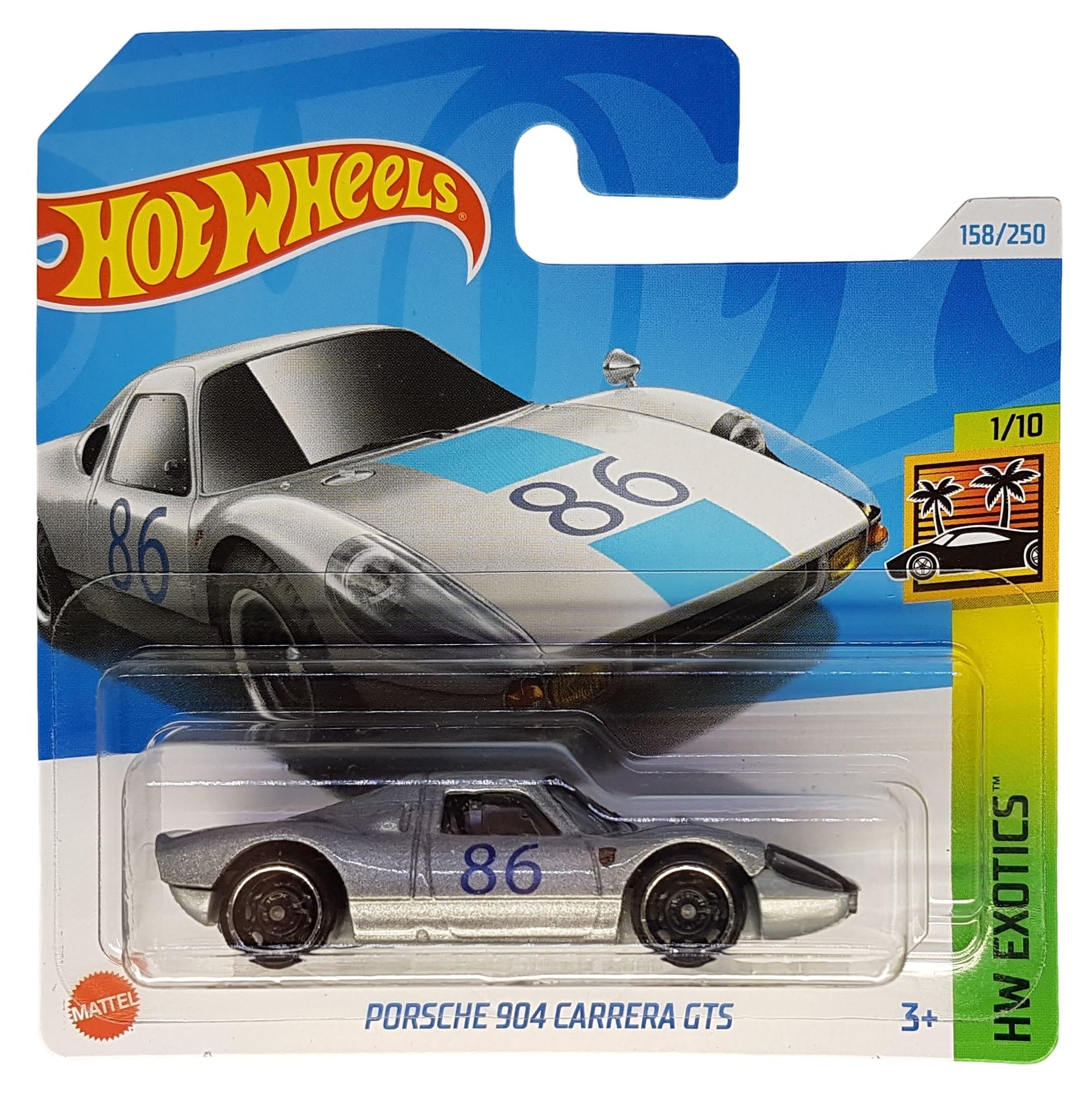 Hot Wheels - Porsche 904 Carrera GTS - HW Exotics 1/10 - HRY73 - Short Card - Silver Metallic - Mattel 2024-1:64