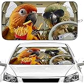 Funny Parrot Car Windshield Sun Shade Foldable Sunshade Front Window Cover Sun Visor Protector Accessories (59x27.5 inches)