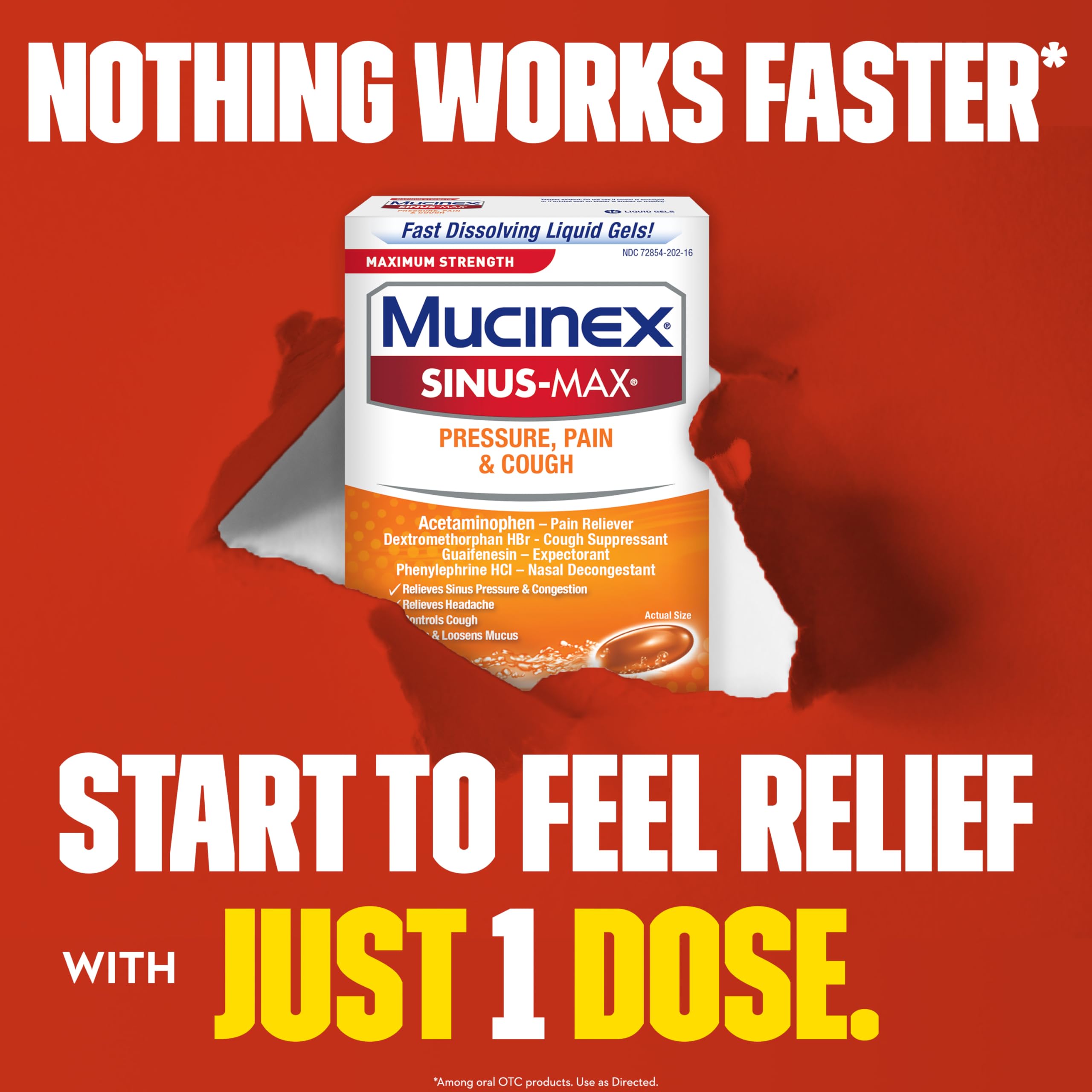 Mucinex Sinus-Max Liquid Gels for Severe Congestion Relief, 16 Count
