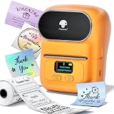 Memoqueen M110 Label Maker Machine-Barcode Label Printer, Portable Sticker Maker for Price Tag, Logo,Address, Mailing, Home, Office & Small Business, Compatible with Phones&PC Orange